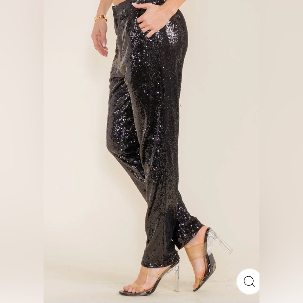 Women Black Sequin Pants